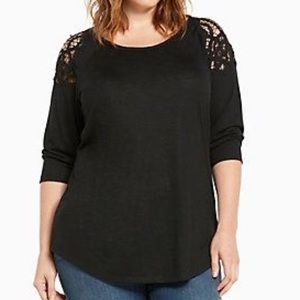 Torrid Size 4 crochet inset football tee